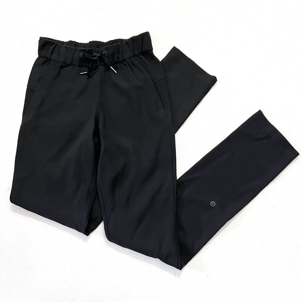 Lululemon Women Black On The Fly Pant Woven Tall 33" Drawstring Travel Pant 0